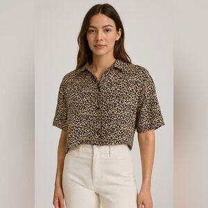 Forever 21 Animal Print Cropped Blouse